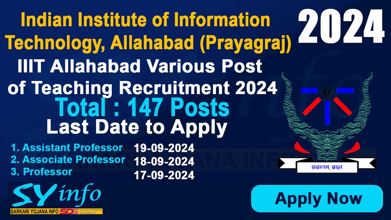 IIIT Allahabad Various Teaching Post Online Form 2024 : IIIT Allahabad has has released the advertisement of Faculty Recruitment 2024.