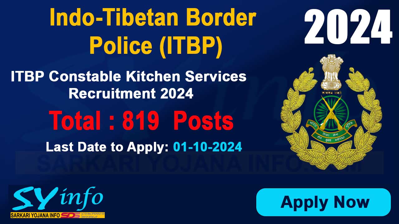 ITBP Constable Kitchen Services Online Form 2024 : The IITBP has Released the Latest Notification for the Recruitment of Cook, Water Carrier, Waiter (Kitchen Services) Posts.