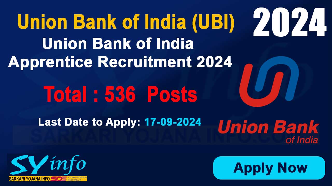 Union Bank of India Apprentice Online Form 2024 : Union Bank of India has announced the latest recruitment Apprentice to recruit 536 positions.