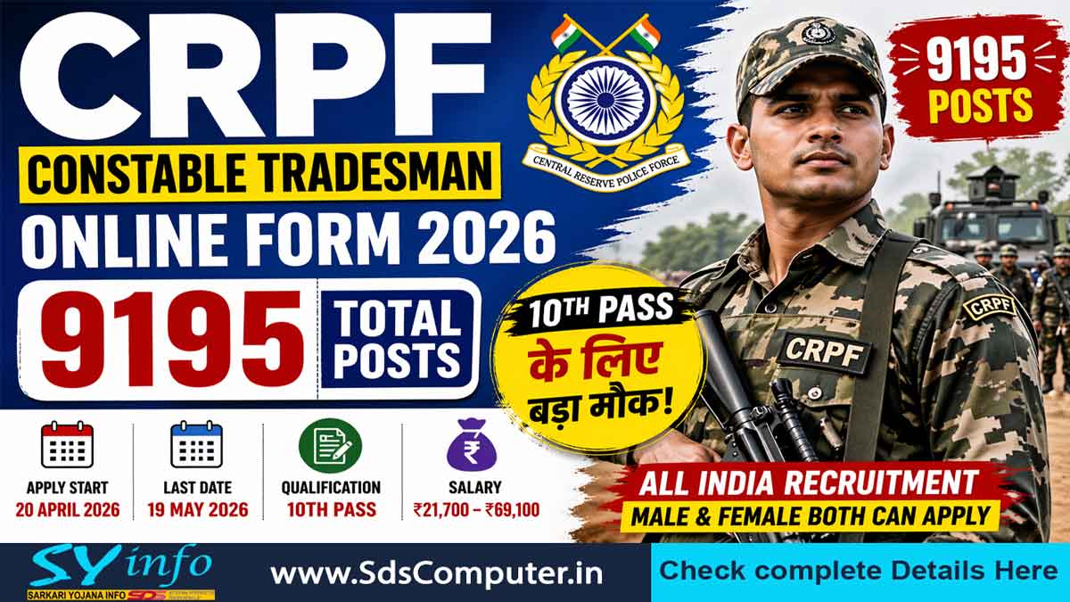 CRPF Constable Tradesman Online Form 2026