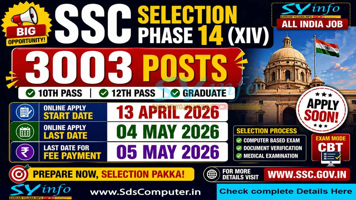 SSC Selection Phase 14 Online Form 2026